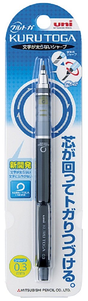 uni Mechanical Pencil, Kuru Toga Standard Model 0.3mm, Black (M34501P.24)