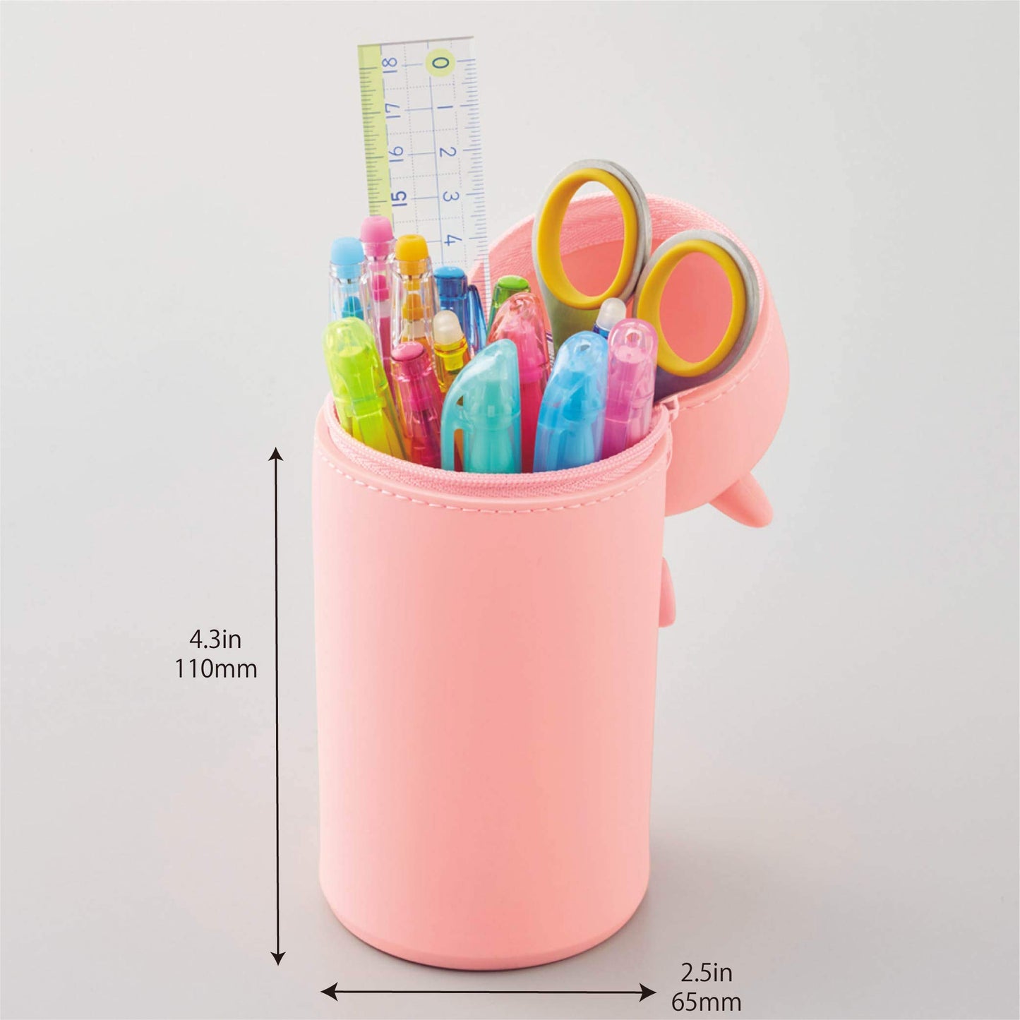 LIHIT LAB Kawaii Japanese Cat Large Stand Up Pencil Case for School Office College, Cute School Supplies, Animal Pen Holder Pencil Pouch Holder Girls, Artist Pencil Case, Black Cat (A7714-3)