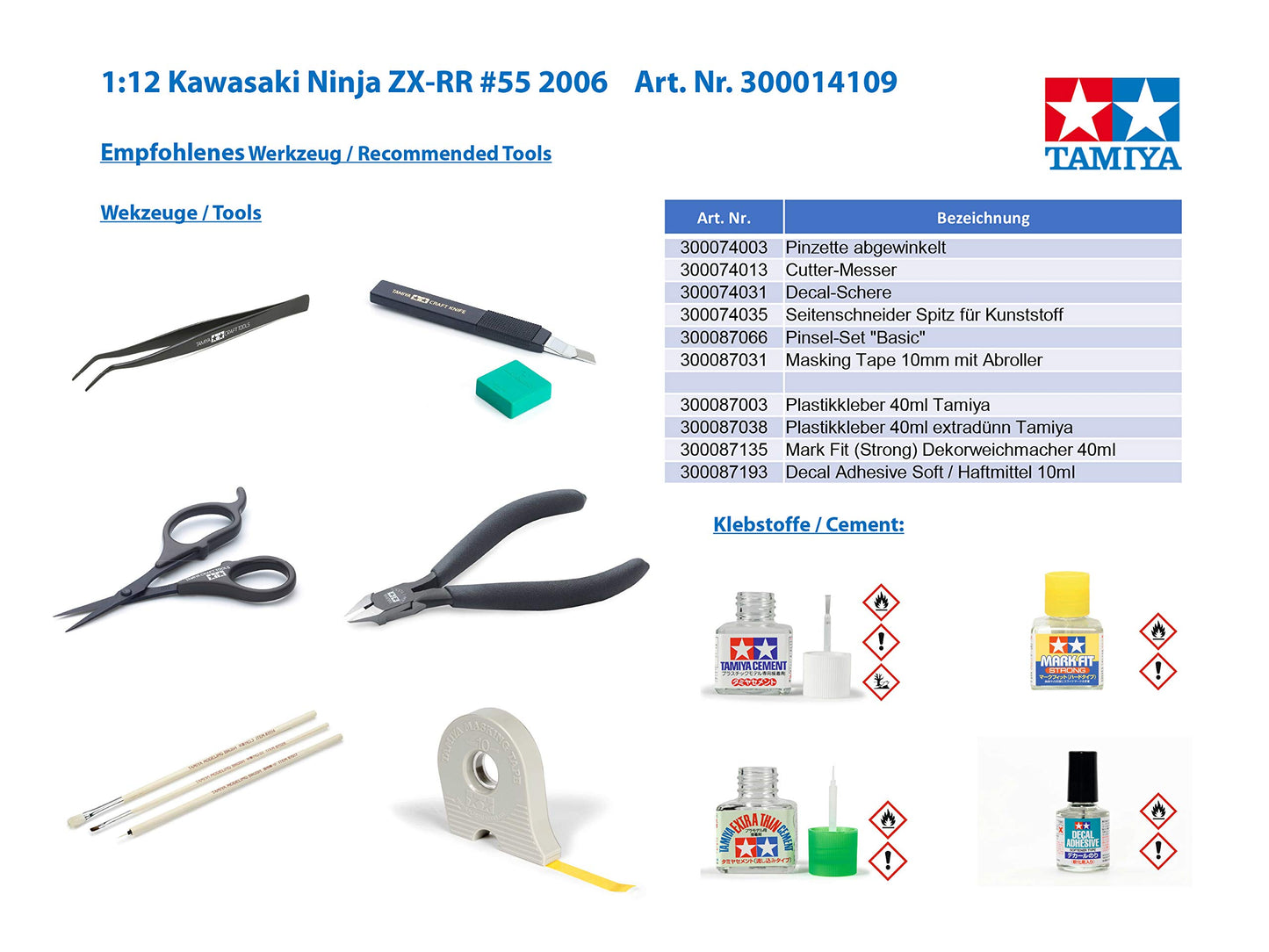 Tamiya 300014109 1:12 Kawasaki Ninja ZX-RR No.55 2006
