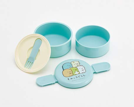 Skater Sumikko Gurashi Standard Round Shaped 2 Staged Bento Lunch Box Blue Made in Japan ONWR1