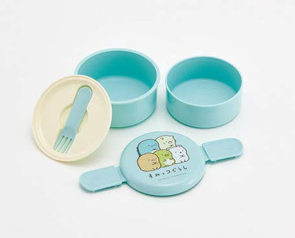 Skater Sumikko Gurashi Standard Round Shaped 2 Staged Bento Lunch Box Blue Made in Japan ONWR1