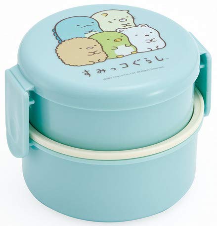 Skater Sumikko Gurashi Standard Round Shaped 2 Staged Bento Lunch Box Blue Made in Japan ONWR1