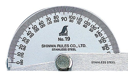 Shinwa Measurement Silver Protractor No.19 62480