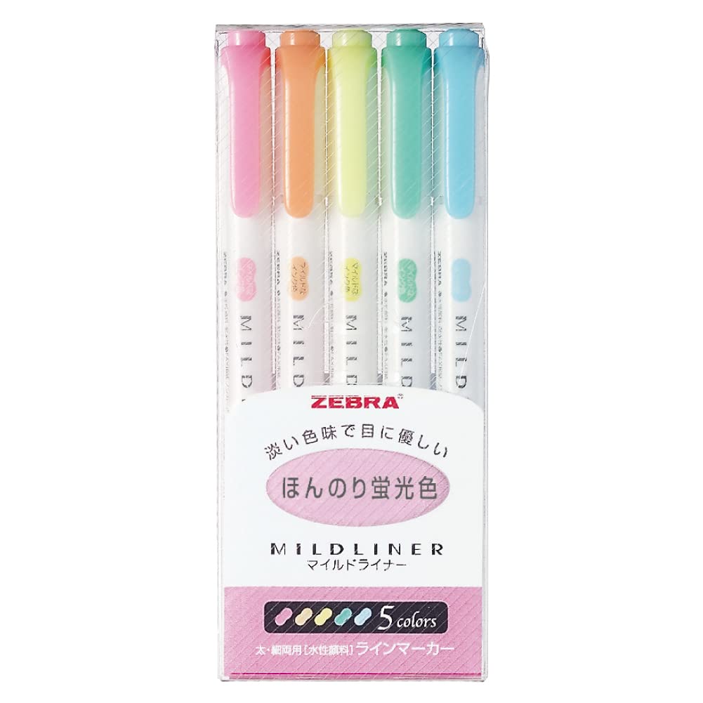 Zebra MILDLINER WKT7-5C Fluorescent Marker (5-Colour Set)