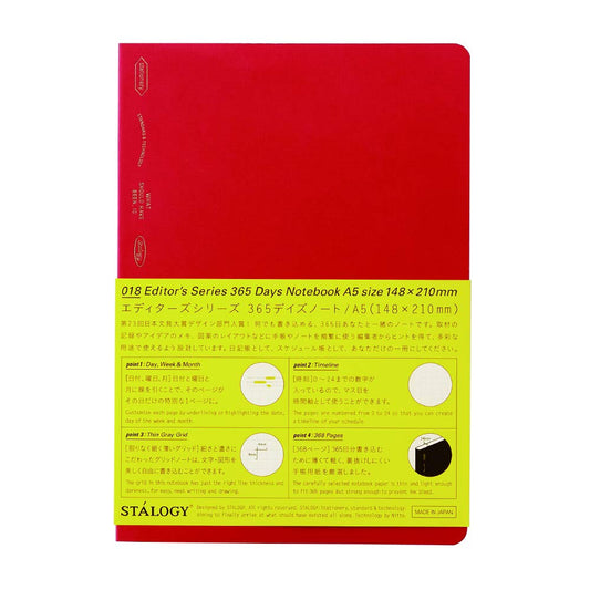 STALOGY 018 Editor's Series 365 days notebook (A5/Red) by STALOGY,5.8 in. x 8.3 in. / A5 / 365 Days Notebook