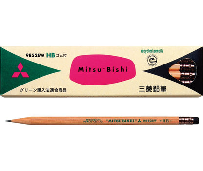 Mitsubishi Pencil recycling pencil with pencil eraser 9852EW hardness HB K9852EWHB by "Mitsubishi Pencil Co, Ltd."