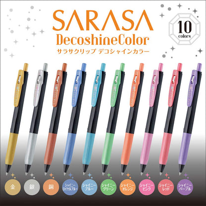 ZEBRA Gel Ballpoint Pen Sarasa Clip 0.5mm Deco Shine Color, 10 Colors Set(JJ15-10C-SH)