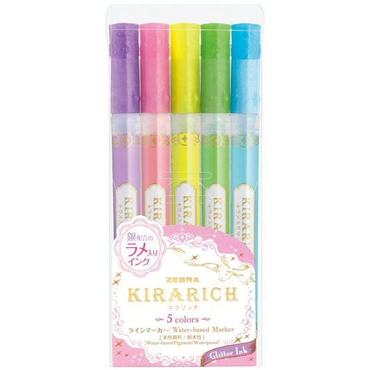 Zebra 51210 Kirarich Glitter Highlighter (Pack of 5)