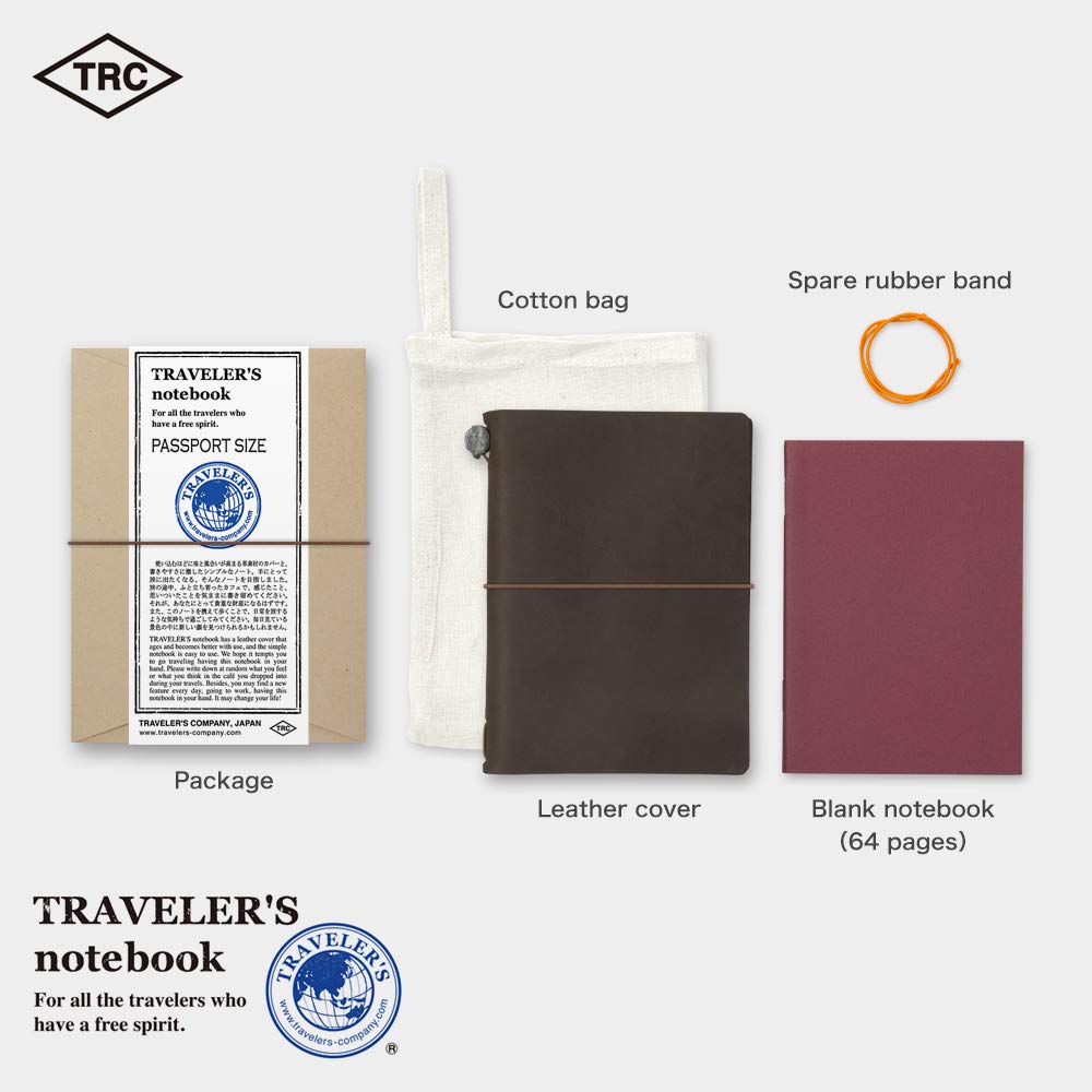 MIDORI Traveler's Notebook - Passport Size, Brown Leather (Small)