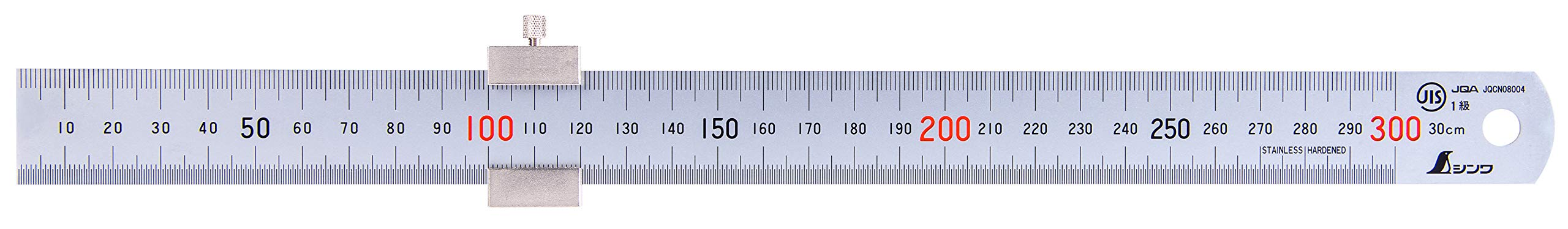 Sus Ruler Shinwa 300mm Metric Steel Rule with Ruler Stop - Matsu Japan
