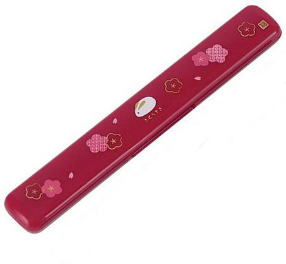 Skater - Japanese Rabbit and Poppy Chopsticks with Case - Red.