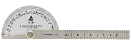 Shinwa Measurement Silver Protractor No.19 62480