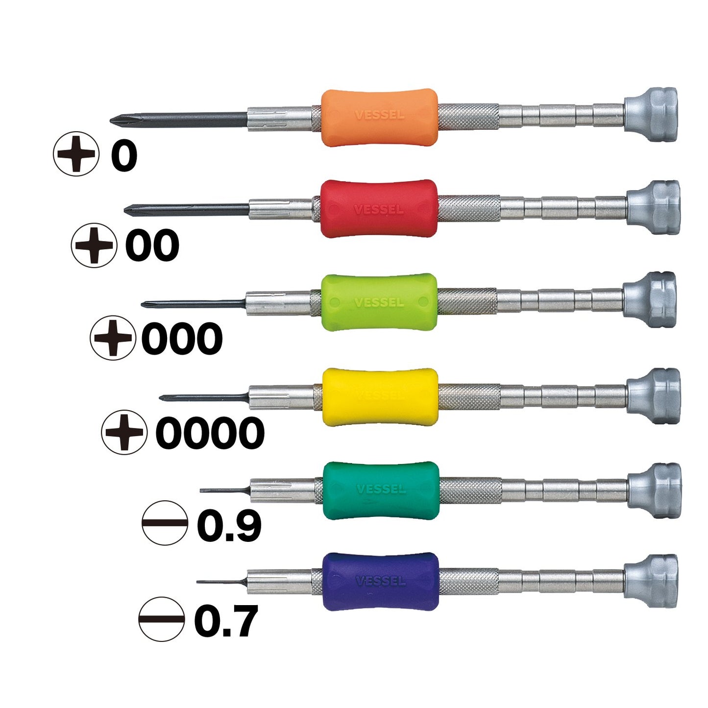 Vessel Precision Screwdriver Set TD-56S / +0, 00, 000, 0000, -0.7, -0.9