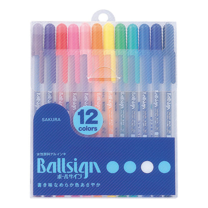 Sakura Gel Ink Ballpoint Pen, Ball Sign (Gelly Roll) 12 Color Set (PGB12)